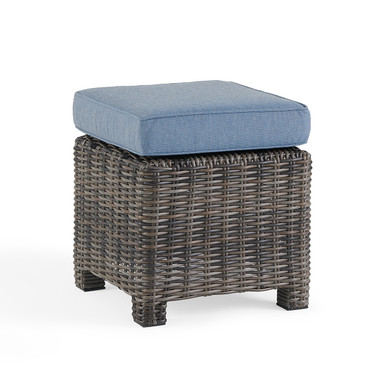 Venice Silver Oak Outdoor Wicker + Cushion Foot Stool
