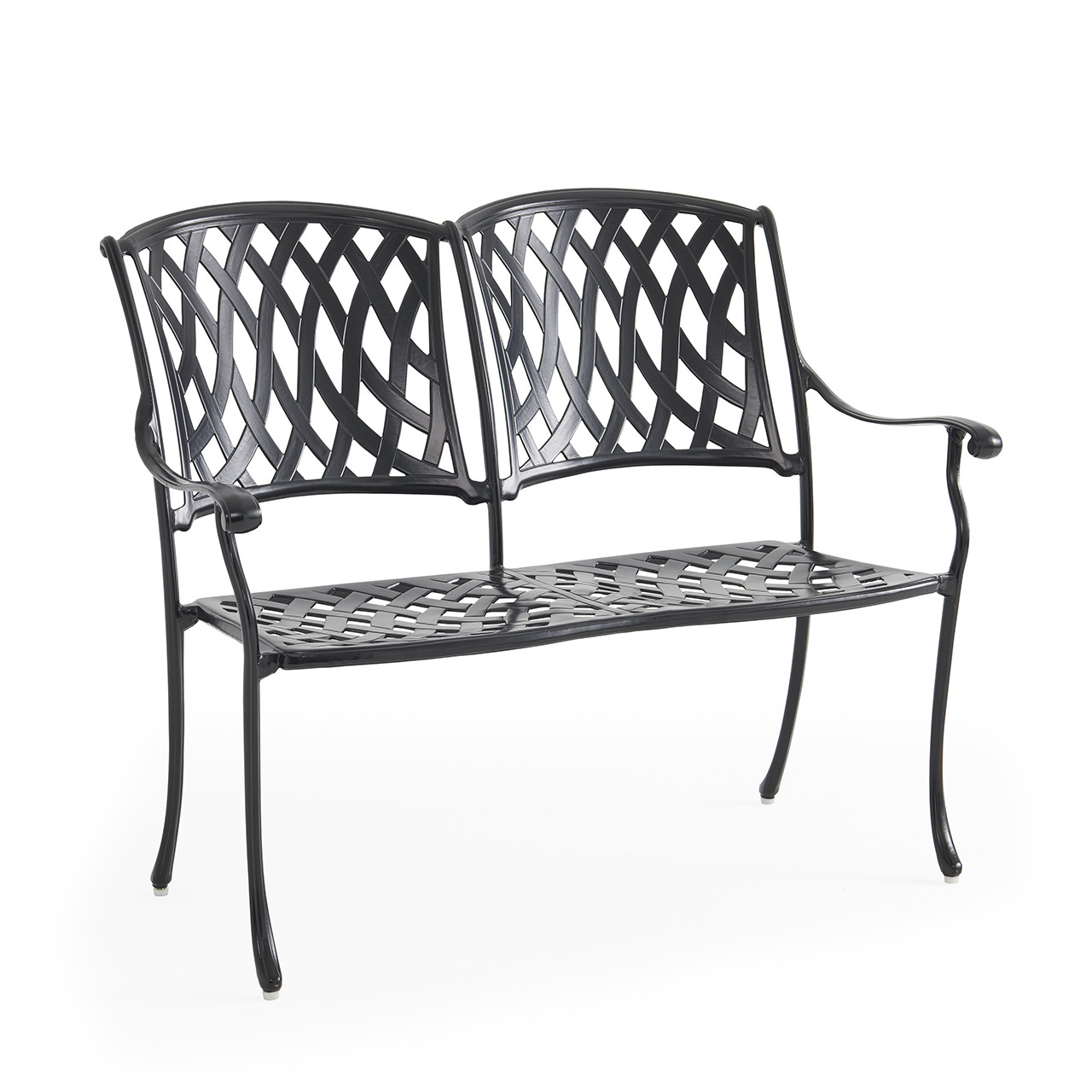 Tivoli Matte Black Cast Aluminum Loveseat Bench (Black Finish)