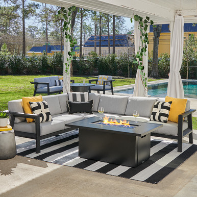 Lucia Midnight Aluminum with Cushions Piece Sectional Group