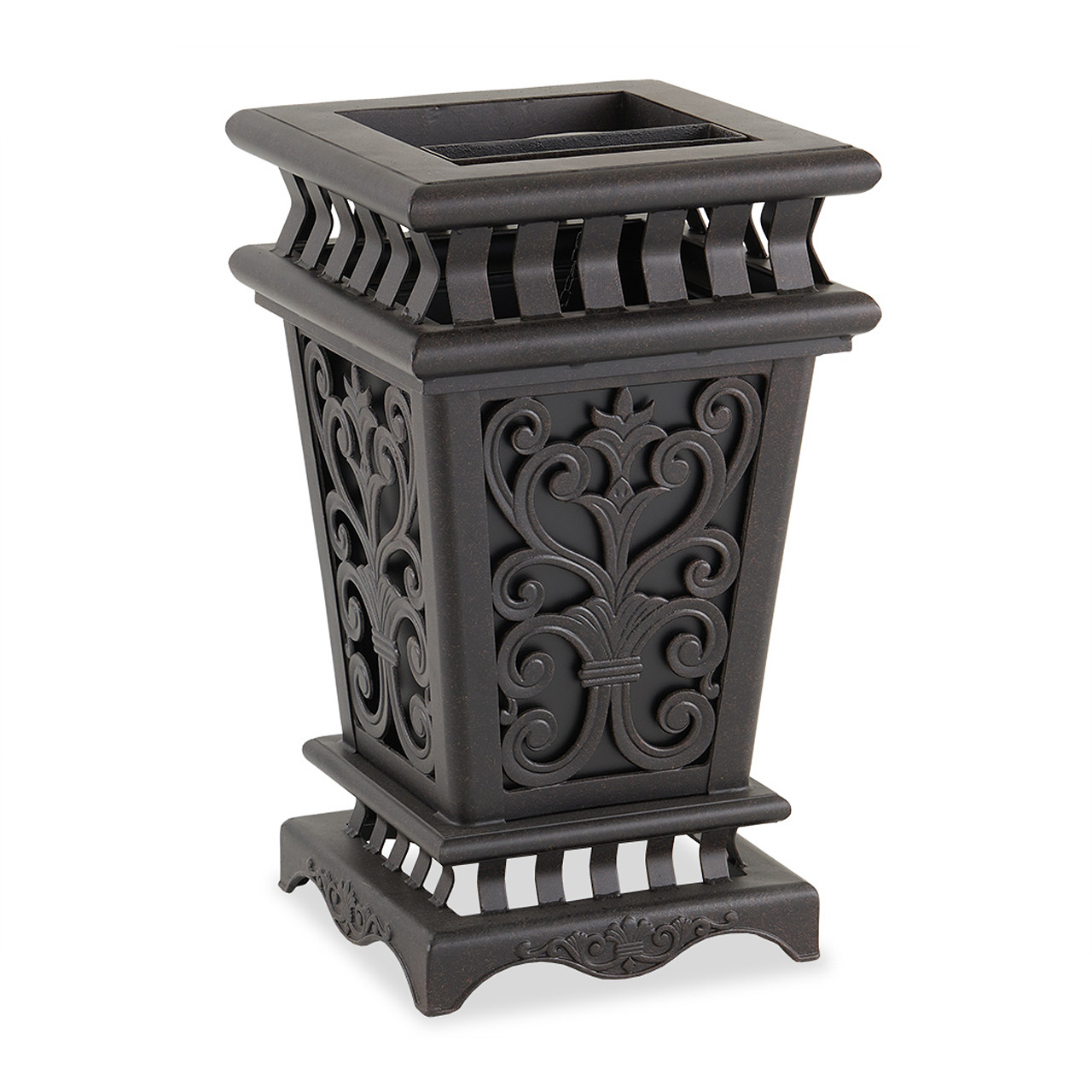 Milan Aged Bronze Cast Aluminum Trash Can (Black)
