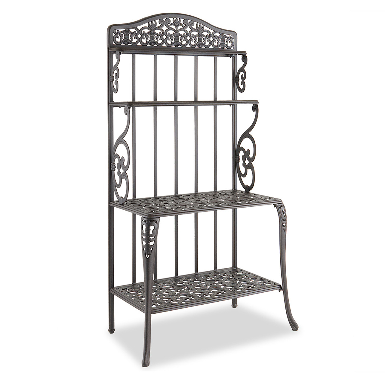 Milan Aged Bronze Cast Aluminum Bakers Rack (Black)