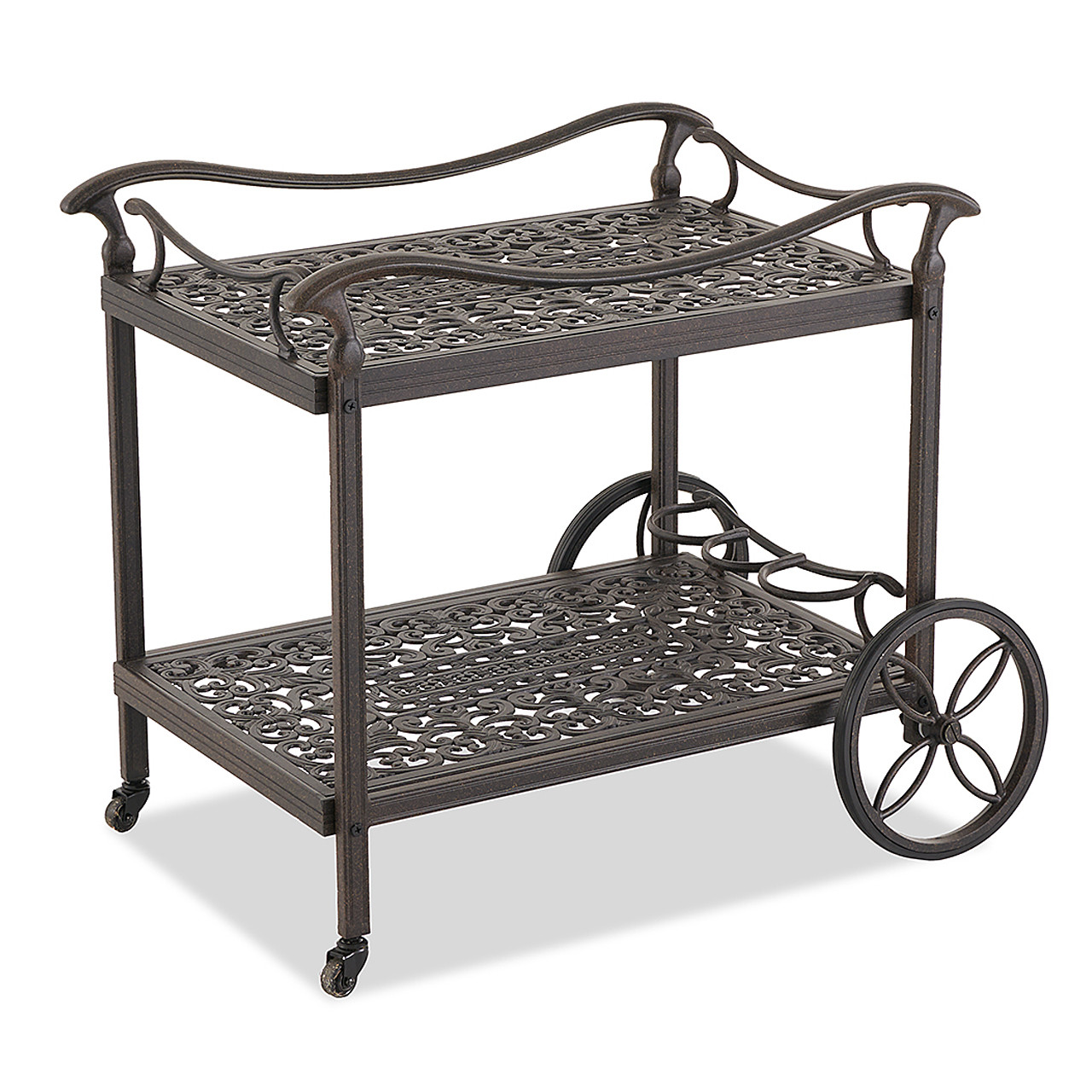Milan Aged Bronze Cast Aluminum Serving Cart (Black)
