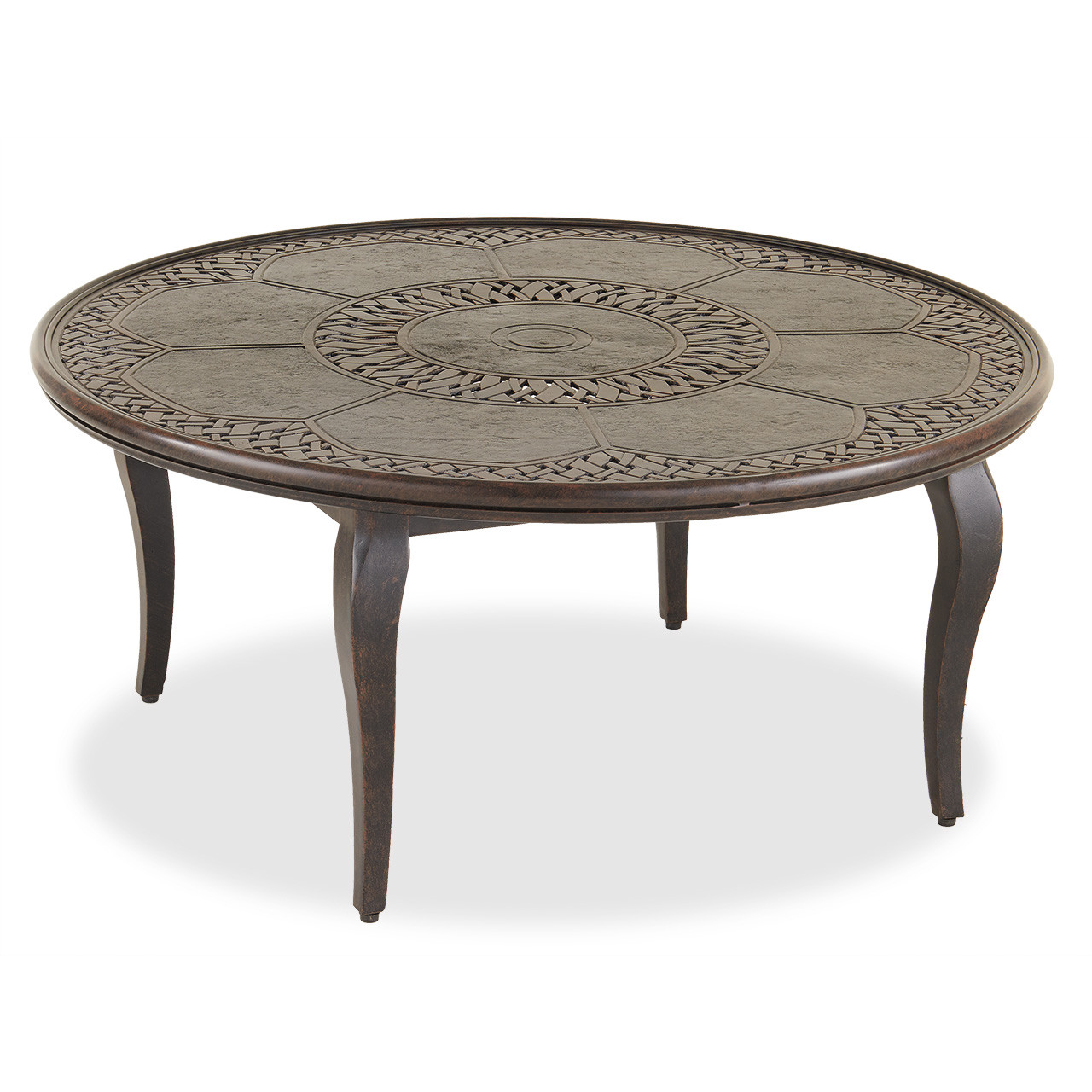 Turin Tawney Cast Aluminum 42 in. D. Coffee Table (Black Finish)