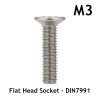 M3 FLAT Socket Head Cap Screw - Stainless Steel - DIN7991 - 3D Printer Fasteners