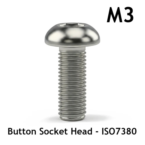 M3 Button Head Cap Screw - ISO7380 - Stainless Steel - 3D Printer Spare Parts and Fasteners