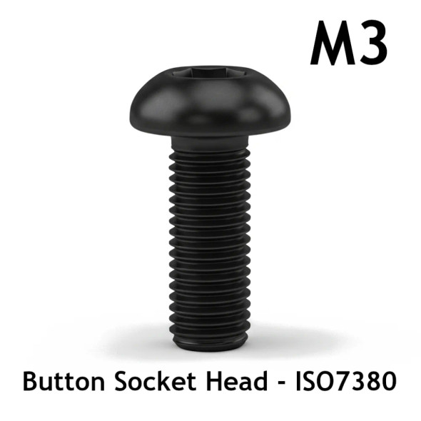 M3 Button Head Cap Screw - ISO7380 - Alloy Steel - 3D Printer Fasteners