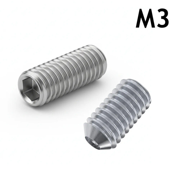 M3 Socket Cup Point Grub Screw - Stainless Steel - 3D Printer Fasteners