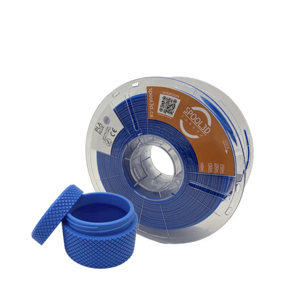 Spool3D Canada PLA Blue Pantone 2935C 1.75mm 3D printer filament spool with knurled container example print high detail product image