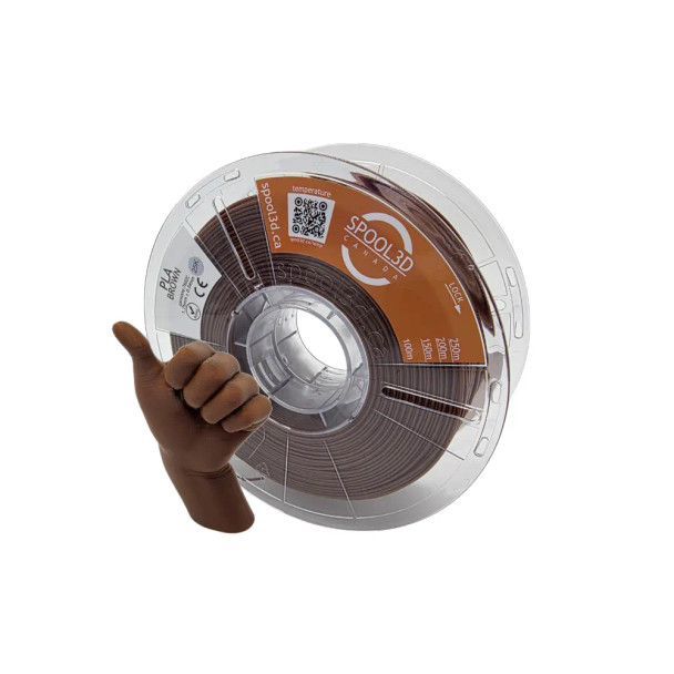 Spool3D Canada PLA Brown Pantone 7602C 1.75mm 3D printer filament spool product photo high quality print sample on white background