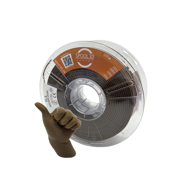 Spool3D Canada PLA Dark Brown Pantone 7553C 1.75mm 3D printer filament spool rich chocolate brown material product photo