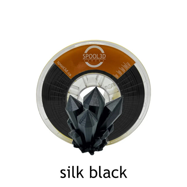 Spool3D Silk Black Filament - 1.75mm PLA 3D Printer Filament