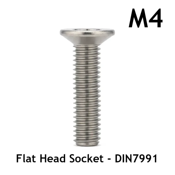 M4 Flat Socket Head Cap - A2 Stainless Steel - 3D Printing Canada