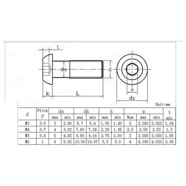 M5 ISO7380 BUTTON Head Cap Screw - ALLOY Steel - 3D Printer Metric Fasteners