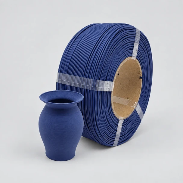 Spool3D Matte Dark Blue PLA 294 C refill with matching 3D printed vase