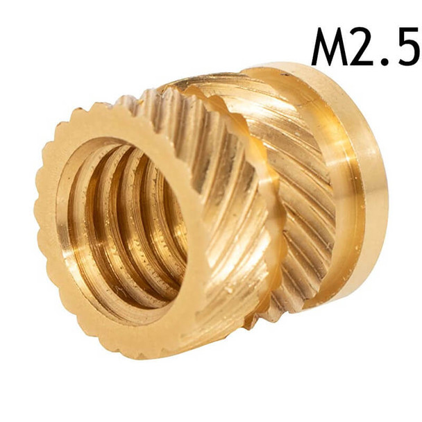 M2.5 x 3.5mm OD x 5mm long Heat Set Brass Threaded Insert - 3D Printing Canada