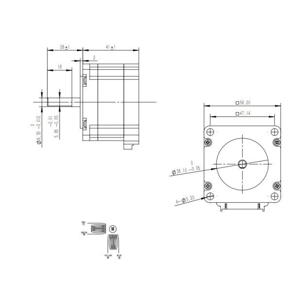 NEMA23 Stepper Motor - 41mm, 0.55Nm - 3D Printing Spare Parts