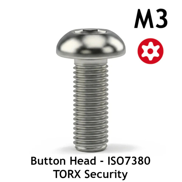 M3 ISO7380 Torx Security Bit Screw - Stainless Steel - 3D Printer Fasteners M3 ISO7380 Torx Security Bit Screw - Stainless Steel - 3D Printer Fasteners
