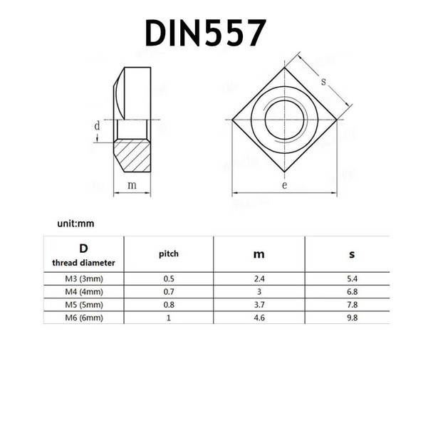 M4 Square Nut - DIN562 and DIN557 - 3D Printer Spare Parts Canada
