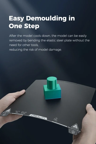 Creality K2 Plus flexible cold printing build plate bending to release a finished 3D print