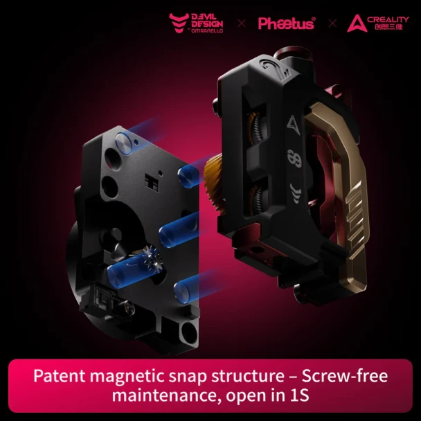 Phaetus DXC2 extruder magnetic snap system for Creality K2 Series
