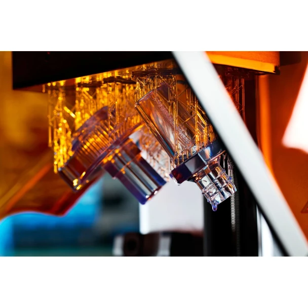 Formlabs Form 4 build platform with SLA printed parts