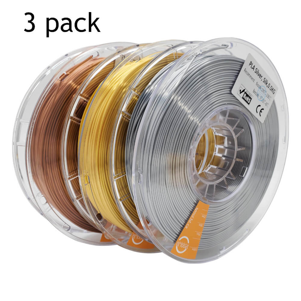 PLA Silk - 3 Pack - Metal Colours - 1.75mm 3D Printer Filament