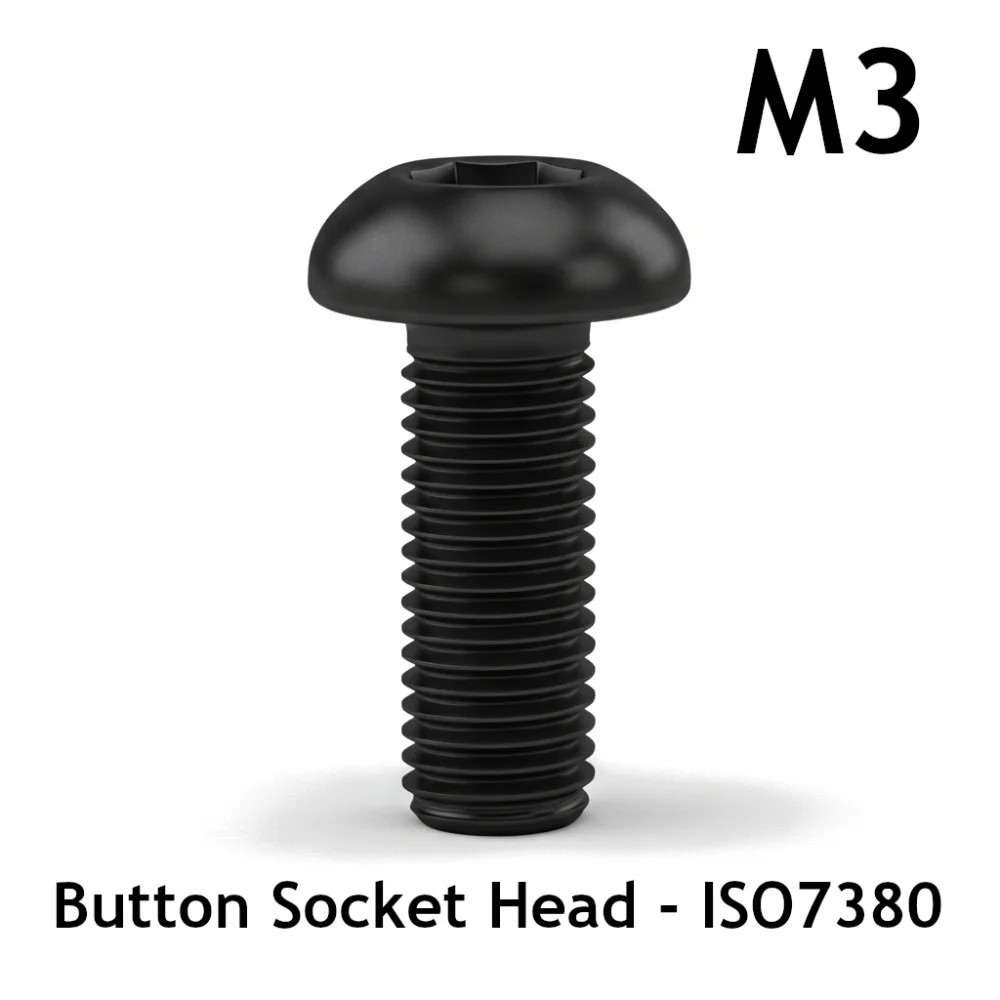M3 Button Head Cap Screw - ISO7380 - Alloy Steel - 3D Printer Fasteners
