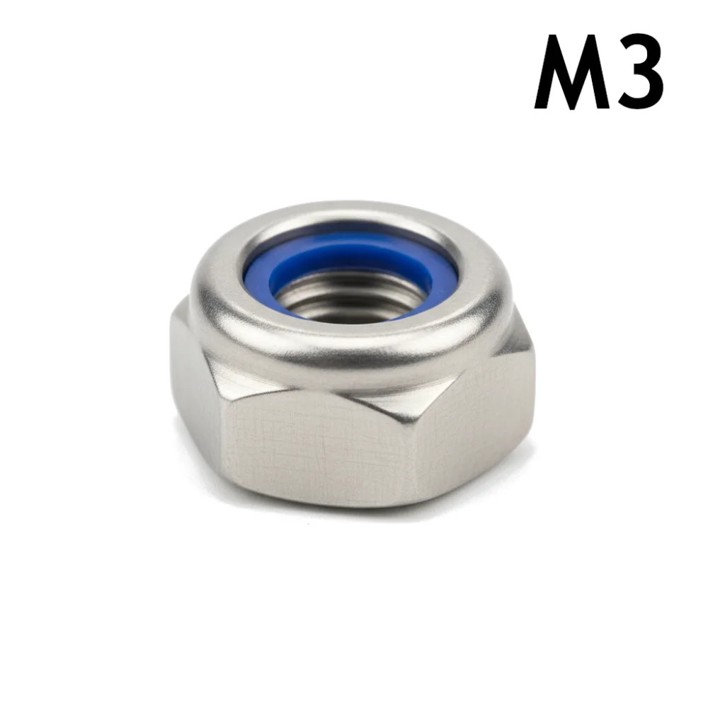 M3 Hex Nut - Nyloc Stainless Steel - 3D Printing Fasteners