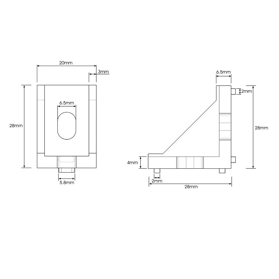 Aluminum Extrusion - 2020 Corner Bracket | Canada - SPOOL3D