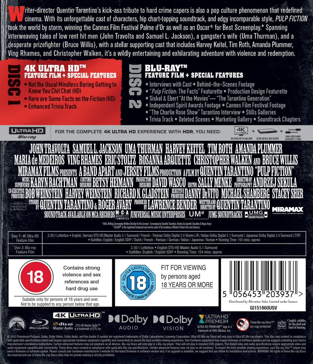 Pulp Fiction 4K Blu-ray (4K Ultra HD + Blu-ray + Digital 4K)