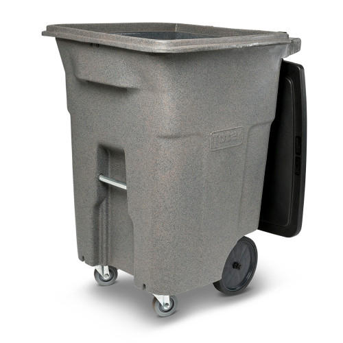 96 Gal. Graystone Trash Can with Wheels and Lid (2 caster wheels 2 stationary wheels)