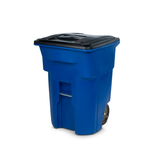 Toter 96 Gal. Trash Can Blue with Quiet Wheels and Lid
