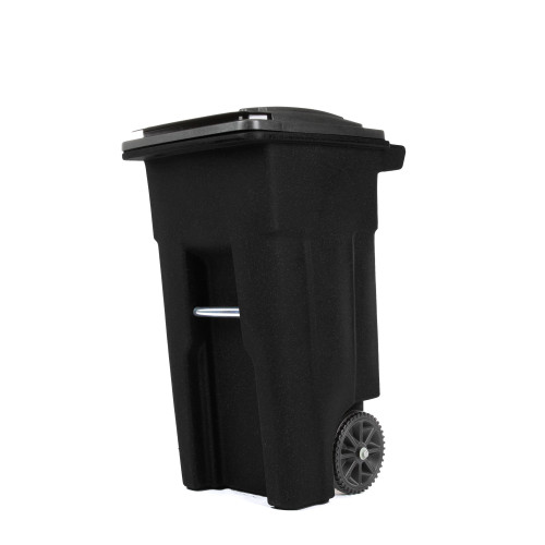 32 Gal. Trash Can Black with Wheels and Lid