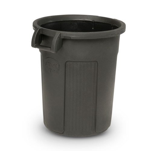 44 Gal. Atlas Round Trash Can w/ Dolly Adapter- Dark Gray