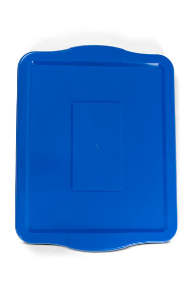 22 Gallon Blue Rectangular Flat Recycling Bin Lid