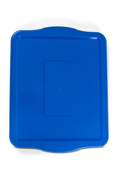 16 Gallon Blue Rectangular Flat Recycling Bin Lid