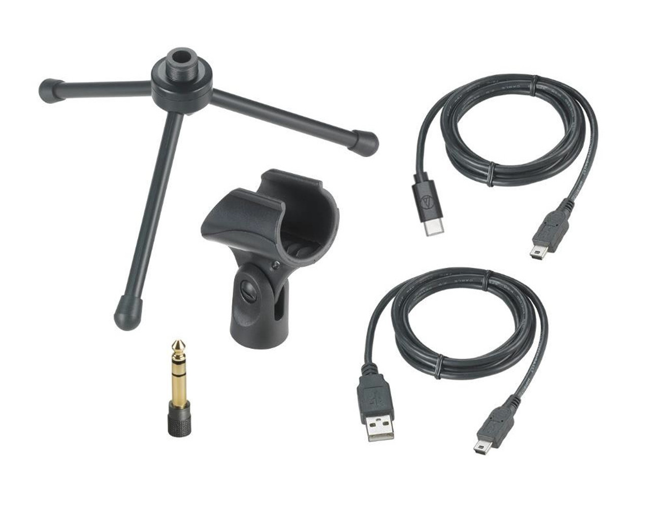 Audio-Technica AT2005USB Cardioid Dynamic USB/XLR Microphone and ATH-M20x Headphones + 4-Port USB 2.0 Hub with Individual LED Lit Power Switches + Mic