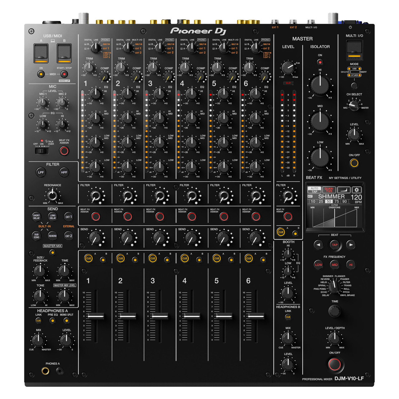 Pioneer DJ DJM-V10-LF 6-Channel Professional DJ Mixer with Long ...