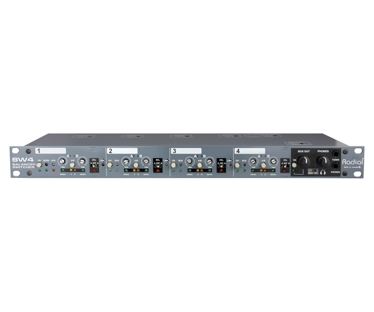 Radial SW4 4-Channel Audio Switcher front Radial SW4 4-Channel Audio Switcher front