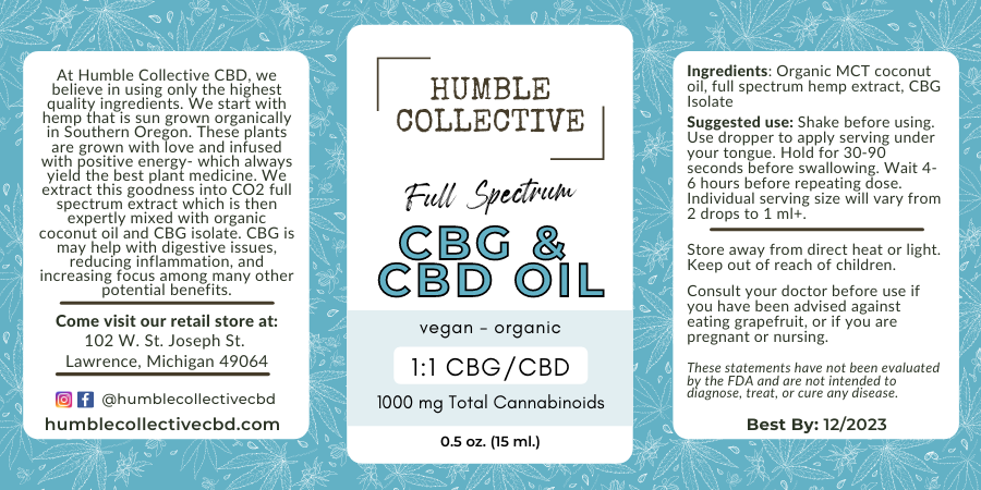 CBG + CBD Oil – Full Spectrum Cannabinoid Blend for Focus, Calm