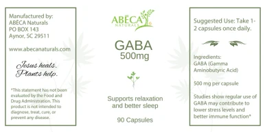 ABECA Naturals GABA 500 mg Capsules | Calm & Relaxation Support