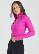 FLEX RUNNING 1/4 ZIP LONG SLEEVE CROP–BOMBSHELL