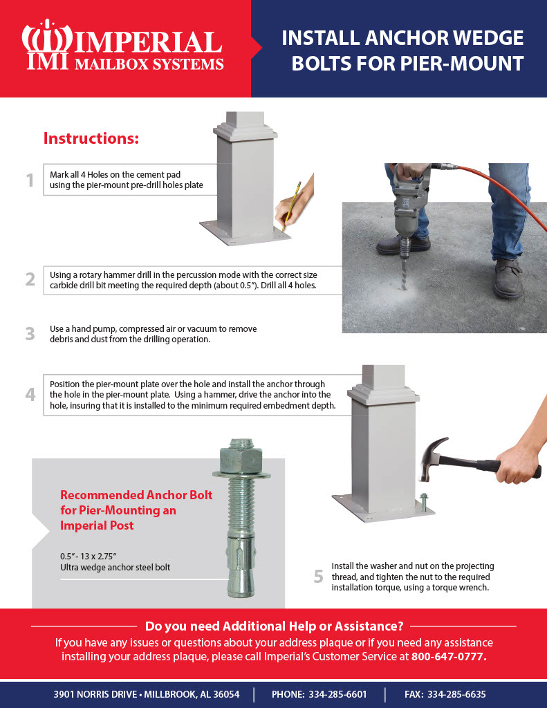 Install Anchor Wedge Bolts for Pier-Mount