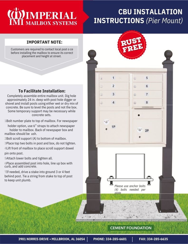 CBU Installation Instructions (Pier Mount)