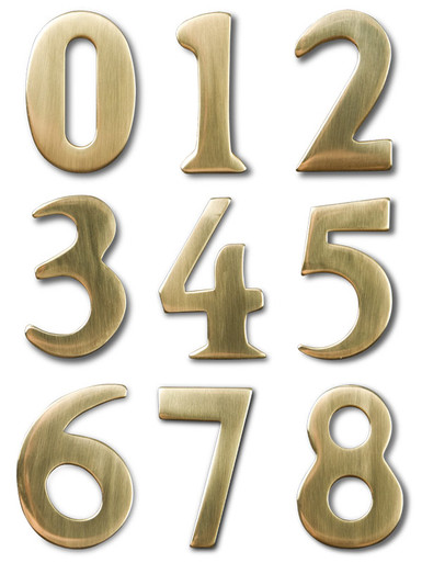 Solid Brass Stick on Numbers Easy Peel & Stick to UPVC - Wood