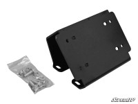 Can Am Defender winch mount plate from Super ATV powder coated black with mounting hardware