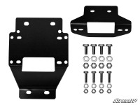Polaris RZR XP 900 winch mounting plate from Super ATV powder coated black showing mounting hardware