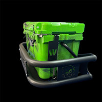 back cooler rack for Polaris RZR with cooler tie downs, built by Wicked Off-Road Products (WOP) powder coated Flat Black