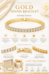 Elegant gold tennis bracelet gift with high-quality stones, tarnish-resistant finish, and comfortable secure fit.