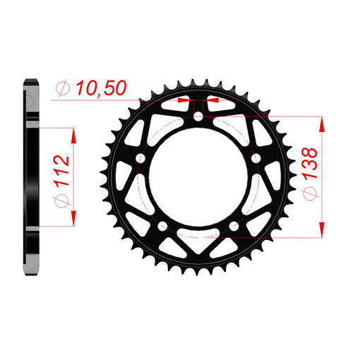 AFAM Rear Sprocket Steel 525P 43T - (12816-43)
